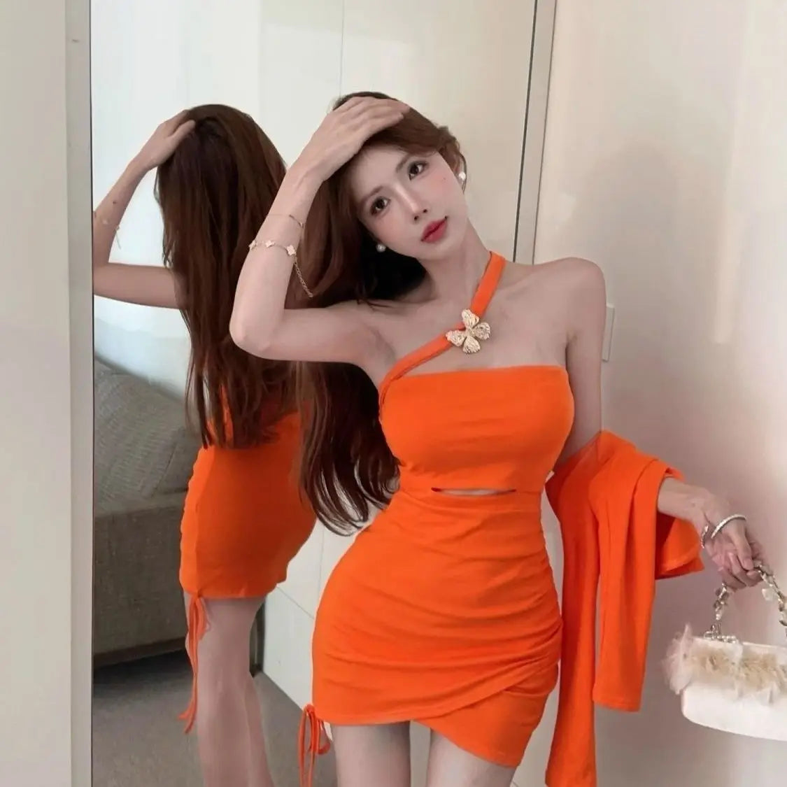 Vestidos Elegantes Para Mujer Sexy Vestidos ajustados bata Mini Primavera Verano ajustado plisado Casual Chic