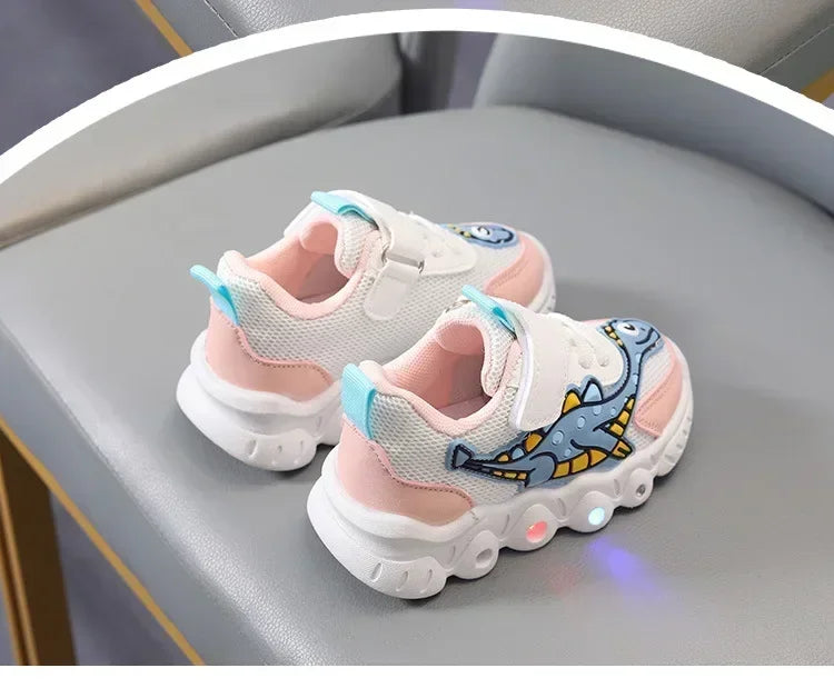 Zapatillas LED informales con bonitos dibujos para niños, zapatos para niñas, zapatos de iluminación transpirables de malla, zapato iluminado para bebés