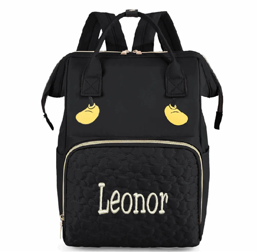 Mochila multifuncional con nombre bordado para madre e hijo, bolso portátil de gran capacidad para viaje al aire libre con múltiples compartimentos