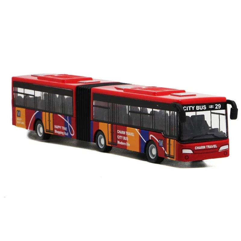 Modelo de autobús urbano de aleación 1:64, vehículos City Express Bus, autobuses dobles, vehículos fundidos a presión, juguetes, coche divertido extraíble, regalos para niños