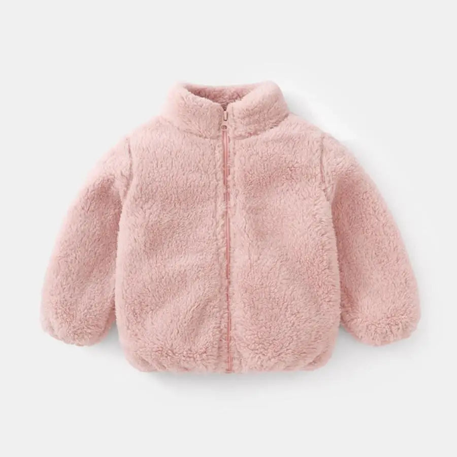 Abrigo de felpa de Color sólido para niños, chaqueta informal cálida para otoño e invierno, abrigo para niños, ropa para niños, prendas de vestir exteriores para niños pequeños