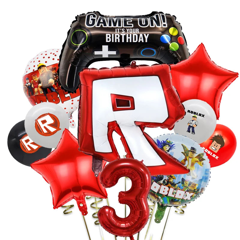 Roblox-Juego de decoración para fiesta de cumpleaños, vajilla de juego, bolsa de regalo, mantel, globo, adorno para pastel, telón de fondo, suministros para fiesta Baby Showe Roblox