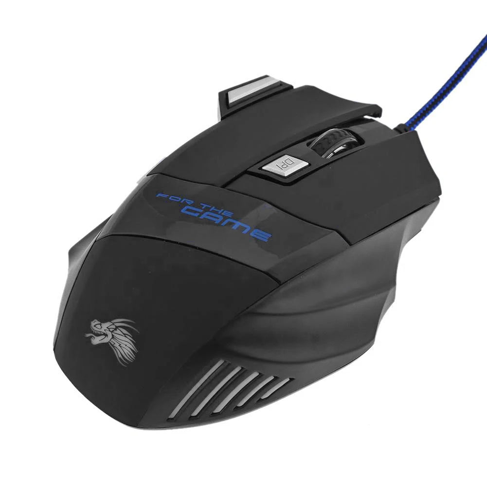 Ratón óptico con cable para juegos, periférico ergonómico retroiluminado con 7 botones, 5500 DPI, ajustable, para PC, ordenador de escritorio