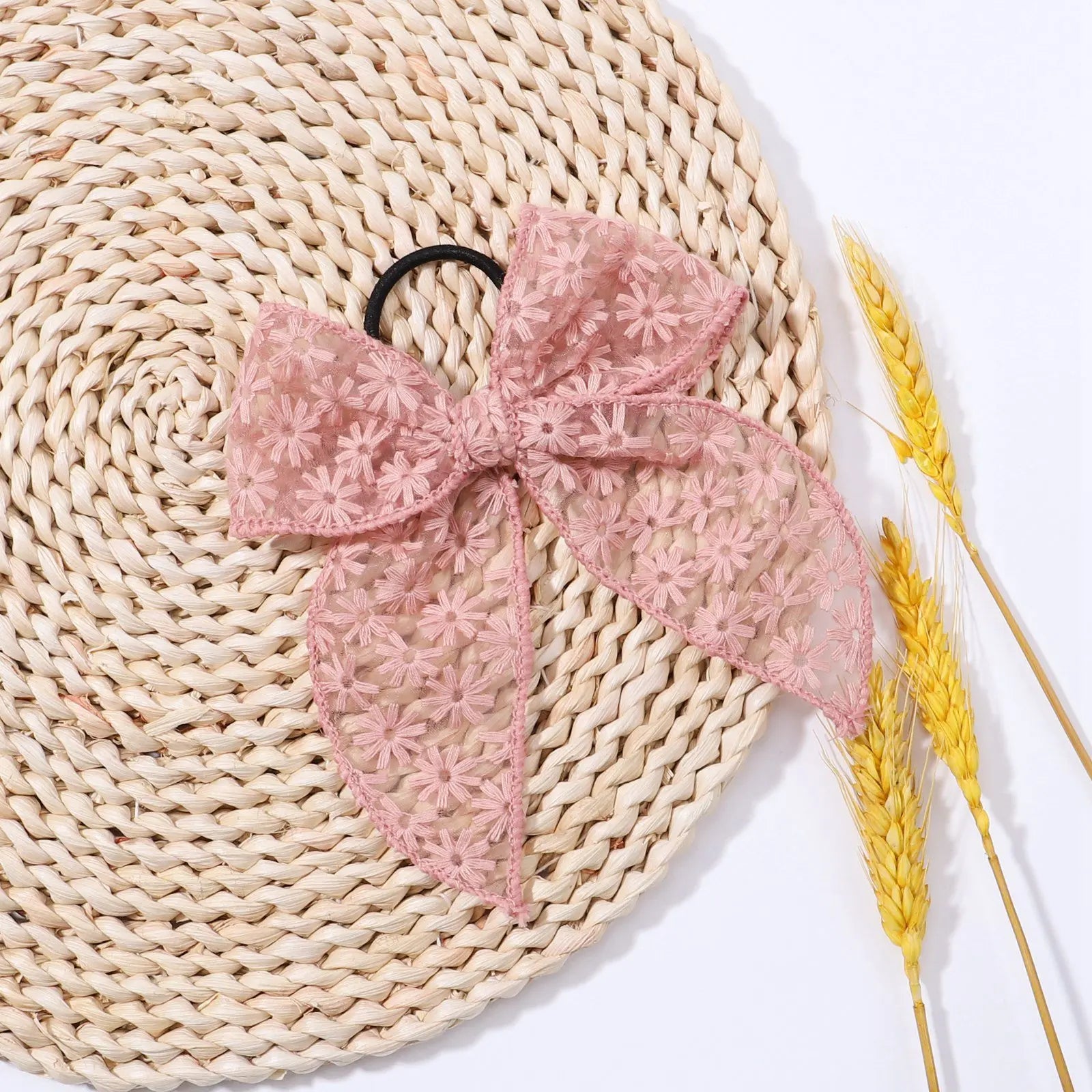Diadema con lazos de flores bordados ahuecados, accesorios para el cabello para niños, tocado de encaje hecho a mano, tocado para niña, regalo