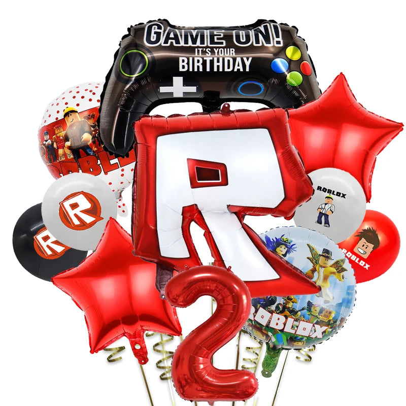 Roblox-Juego de decoración para fiesta de cumpleaños, vajilla de juego, bolsa de regalo, mantel, globo, adorno para pastel, telón de fondo, suministros para fiesta Baby Showe Roblox