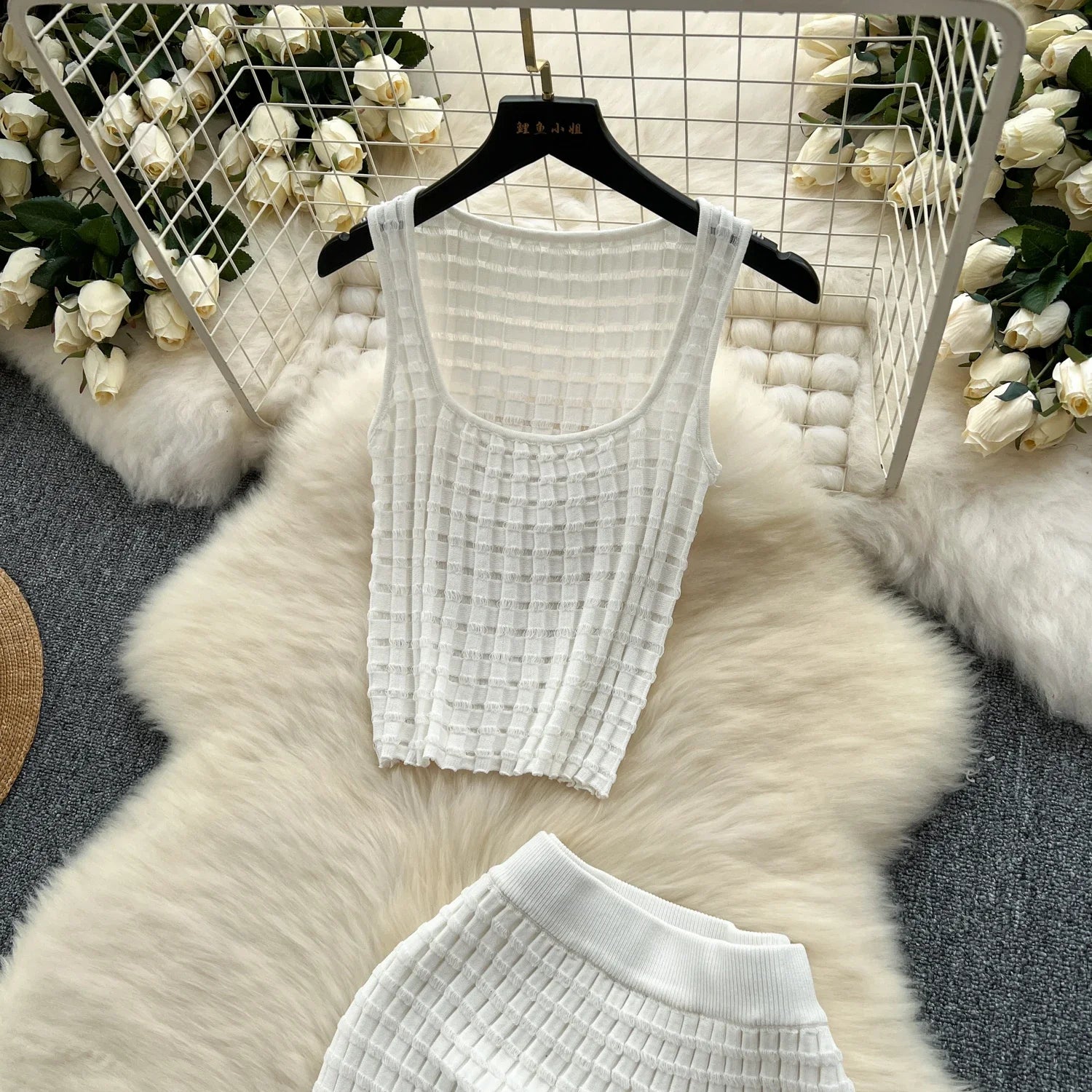Conjunto de falda de moda de verano para mujer, camisetas sin mangas Sexy, cintura alta, Saya larga delgada, trajes de dos piezas, ropa de punto sólida