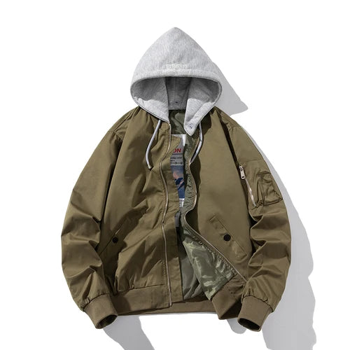 Chaqueta Bomber para hombre y mujer, chaqueta de piloto lisa de otoño e invierno, abrigo de béisbol con capucha Vintage a la moda, cortavientos informal, rojo, rosa, Borgoña