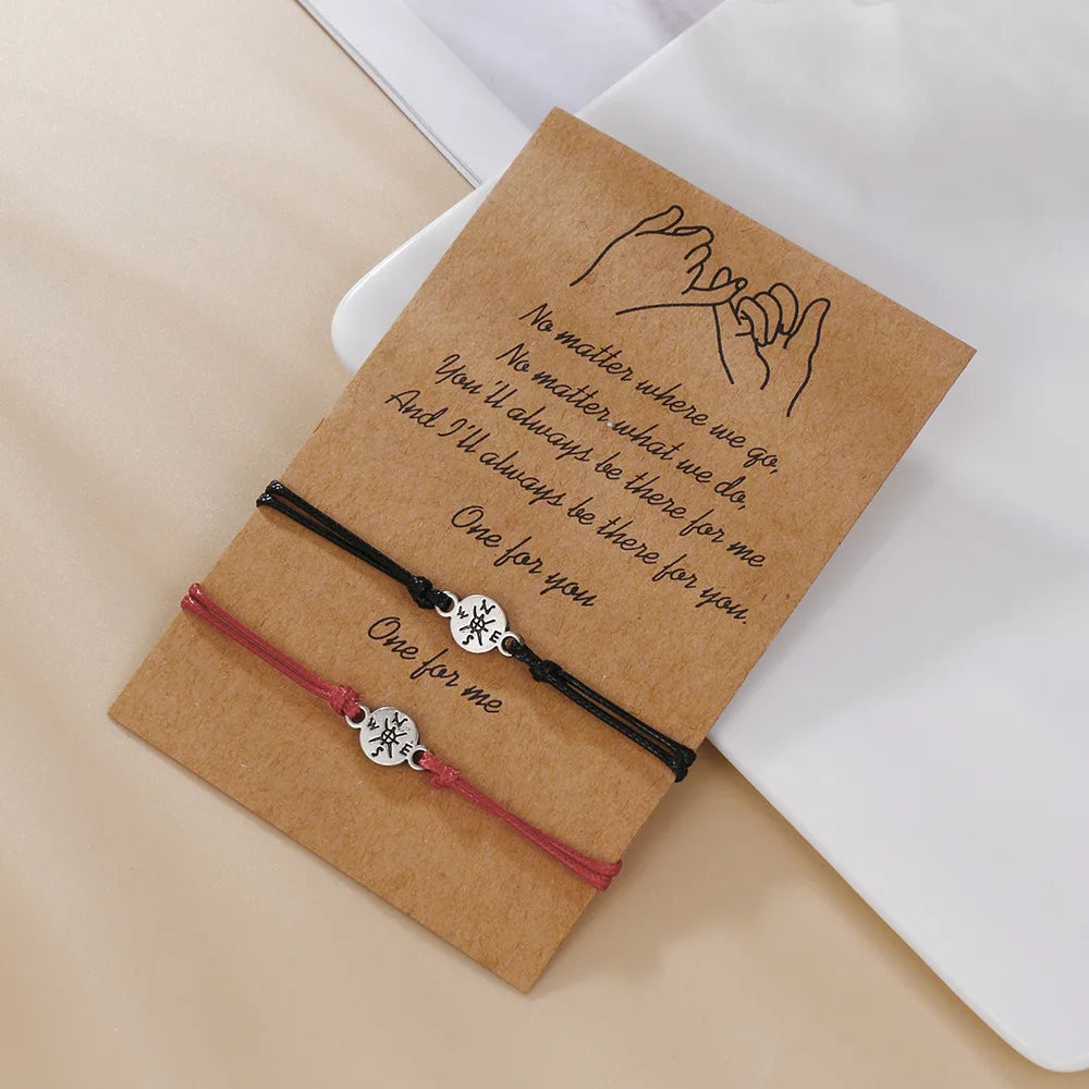 Pulsera de pareja para mujer, cadena de cuerda trenzada hecha a mano, corazón de madre e hija, pulseras con dijes, regalo de joyería de hermana de la amistad de la suerte