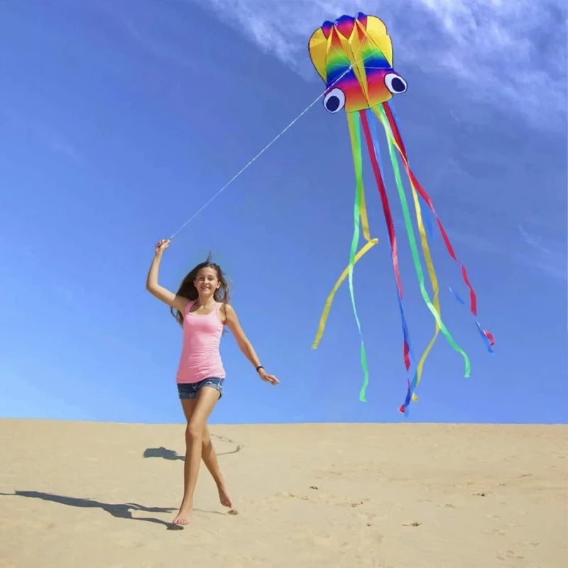 Cometas de pulpo, juguetes de jardín, cometa voladora, cometas inflables profesionales de parapente, cometa suave con cuerda, cometa dragón, cometa de exterior con alerón