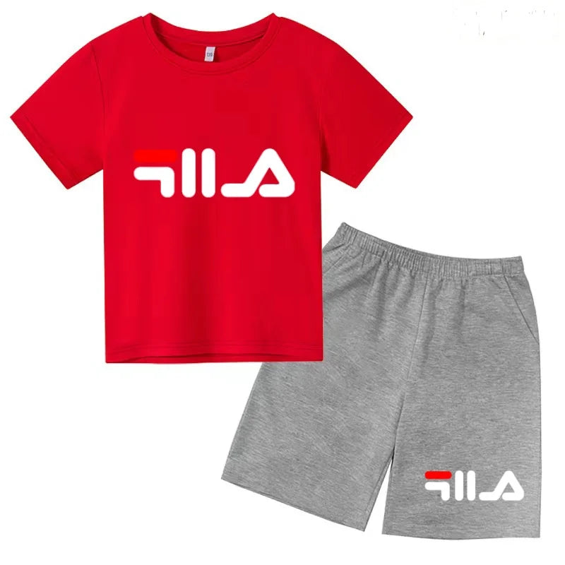 Ropa con letras para niños, camiseta de manga corta y pantalones cortos, ropa de verano fresca y encantadora, conjunto deportivo informal para niños y niñas de 3 a 12 años