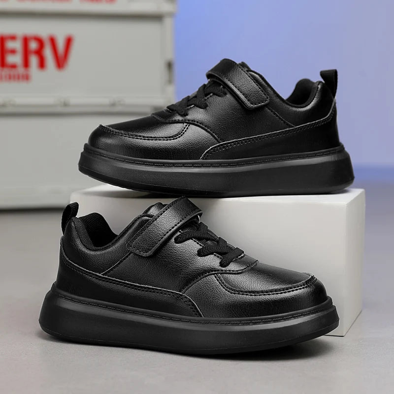 Zapatos Deportivos negros para niños, zapatos planos de cuero, zapatos blancos pequeños, Tenis deportivos ligeros para niñas