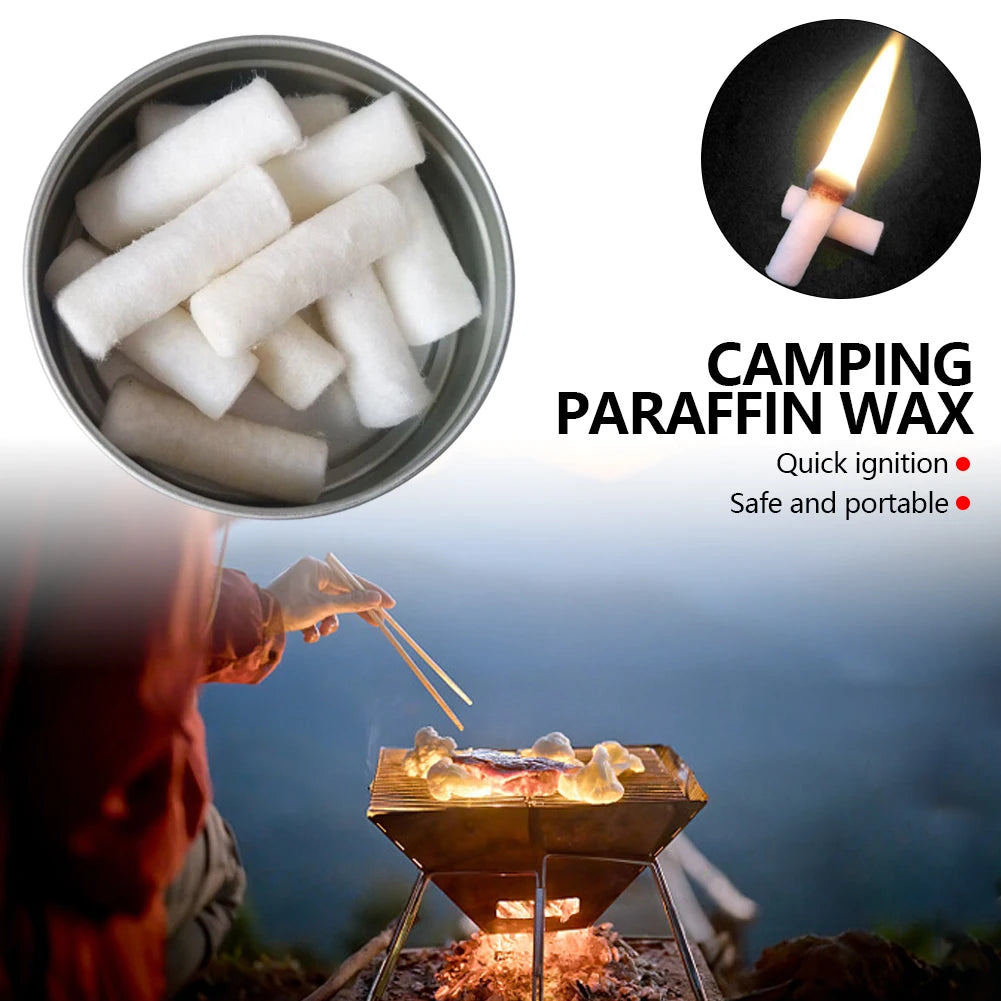 Cuerda de engranaje, Kit de fuego, cera de parafina para acampar, 12 Uds., moda para exteriores, fuente de fuego Natural, herramienta de acampada, herramienta de arranque de fuego de supervivencia