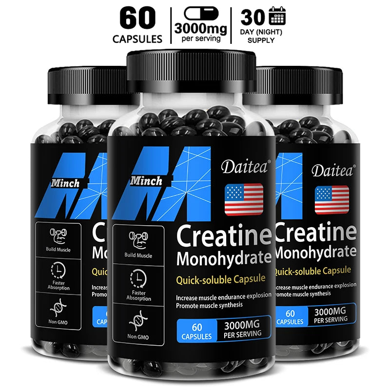 Monohidrato de creatina: 3.000 mg por servicio, creación de preentrenamiento para ayudar a desarrollar los músculos, mejorar la energía y el rendimiento