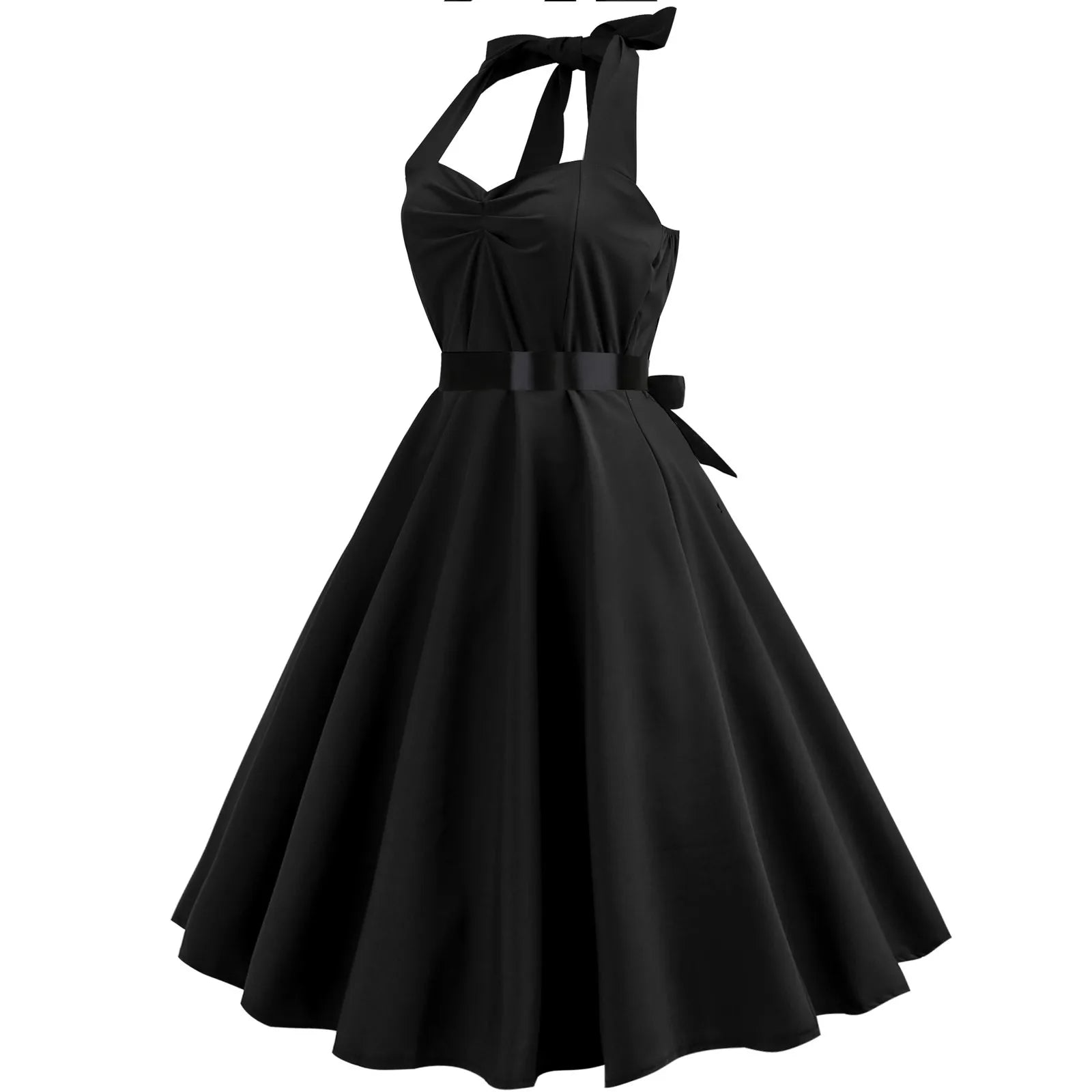 Vestido de fiesta Vintage para mujer, vestido Sexy de Color sólido con cuello Halter, túnica con Pin Up, Rockabilly Y2k, Verano