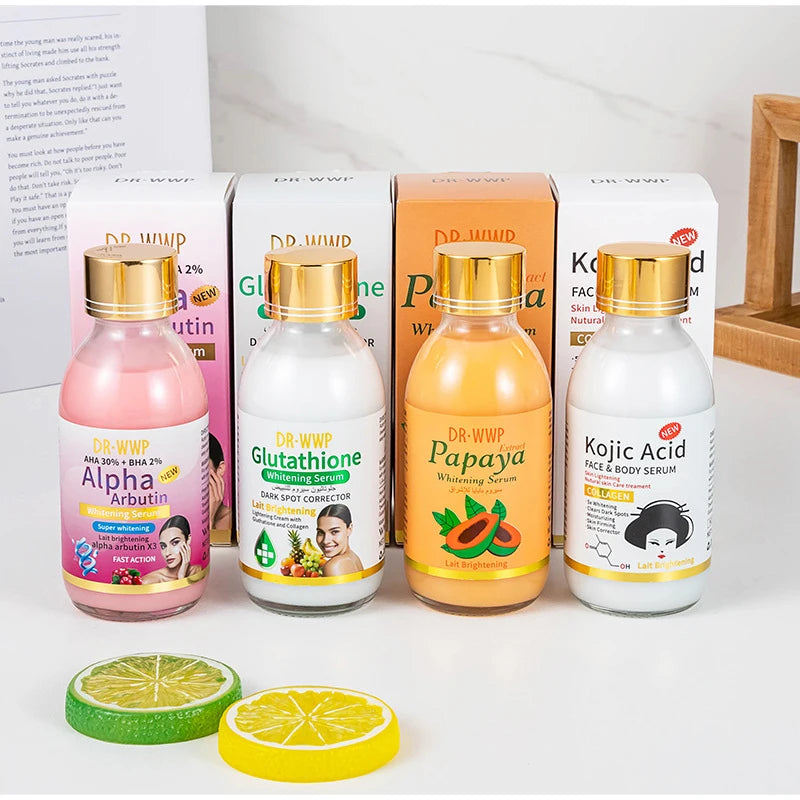 Esencia de 125 ml con Arbutina/Cúrcuma/Vitamina C para una Piel Radiante, Hidratante y Reafirmante, Esencia Líquida con AHA/Papaya/Glutatión/Ácido Kójico