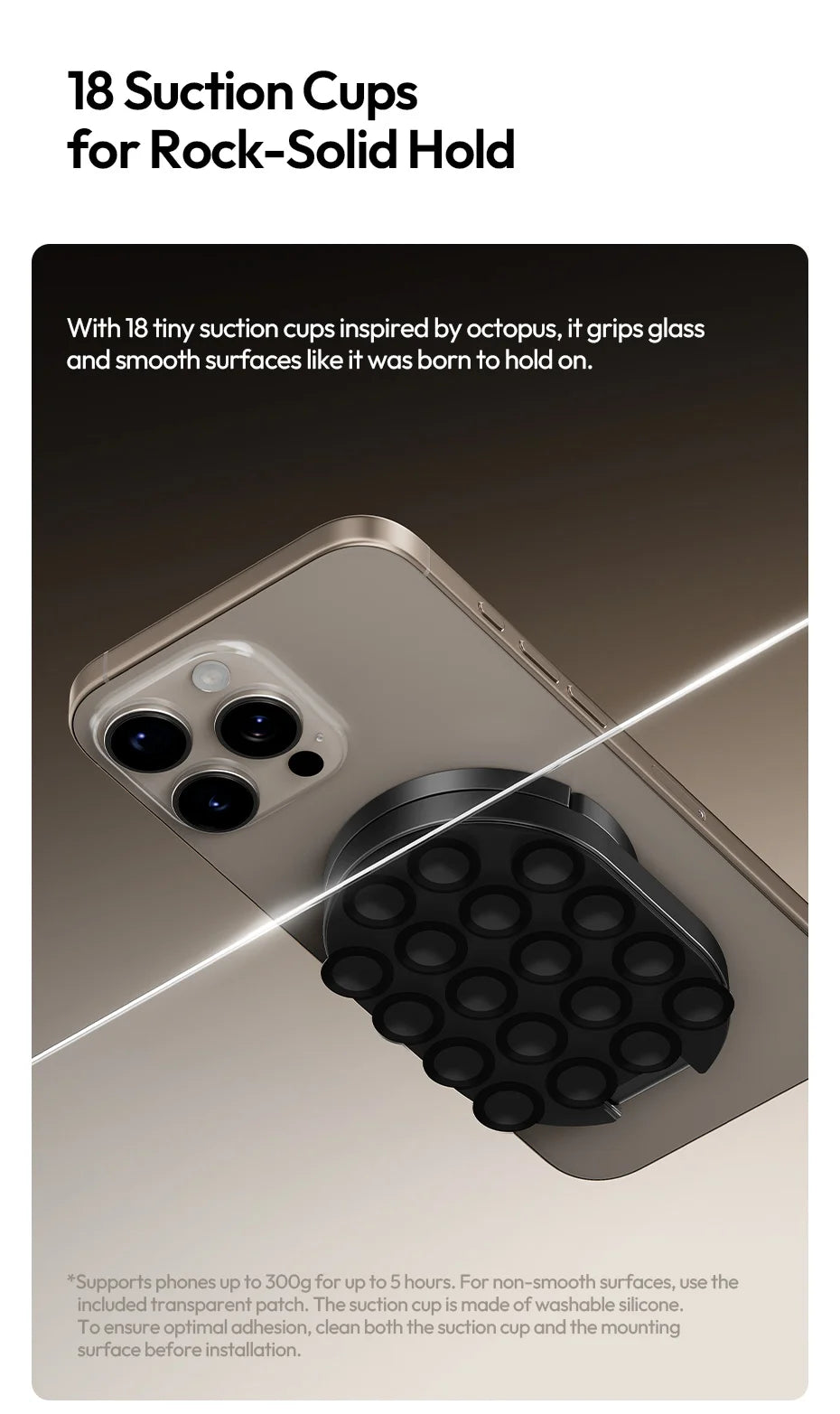 Ulanzi MA39 MagLock Ventosa Soporte de escritorio para teléfono para iPhone 17 16 15 14 con parte inferior de succión para cristal de pared