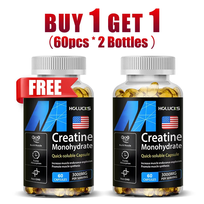 ¡Compre 2 y obtenga 2 gratis! Monohidrato de creatina Cápsulas de 3000 mg, apoya los músculos magros y el rendimiento, la pérdida de grasa y la aptitud total, vegano