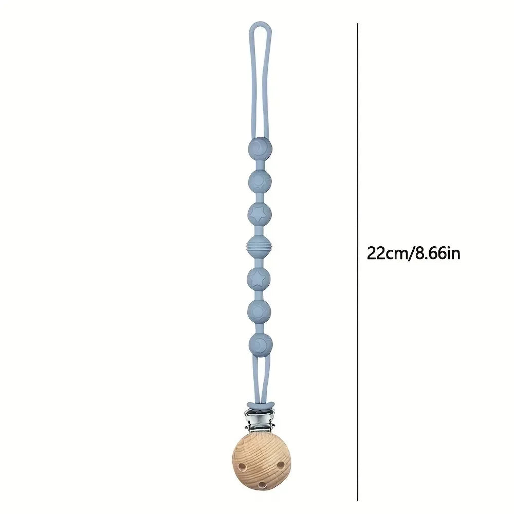 Clips para Chupetes de Bebé, Cadena de Silicona Integrada para Chupetes, Mordedor, Juguetes para la Dentición, Clip para Chupetes, Cadena con Clip, Regalo para Bebé