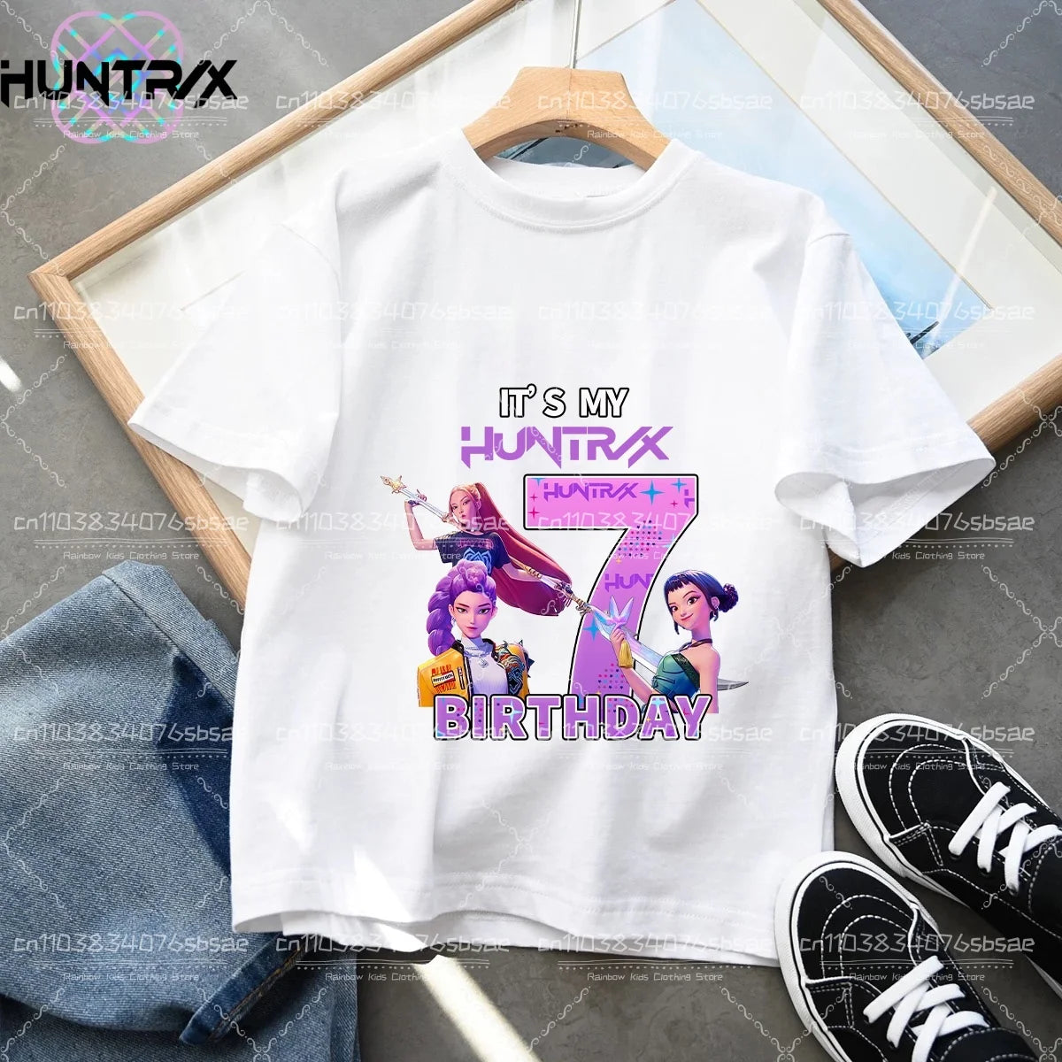 Camiseta Kpop Demon Hunters Number, Tops Kawaii Rumy para cumpleaños, ropa de fiesta para niñas, camiseta de verano de manga corta de algodón, ropa para niños, Boutique