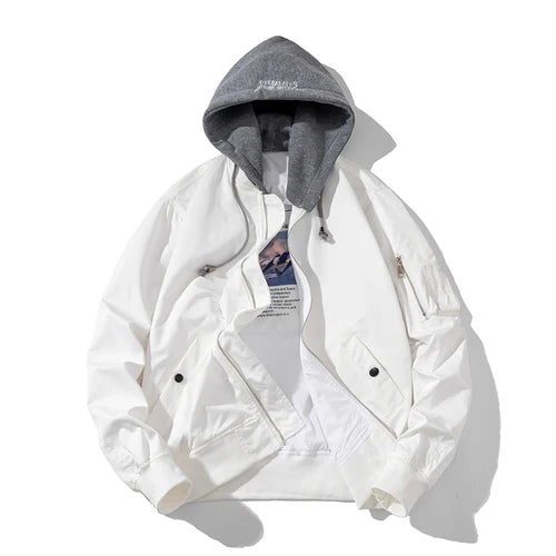 Chaqueta Bomber para hombre y mujer, chaqueta de piloto lisa de otoño e invierno, abrigo de béisbol con capucha Vintage a la moda, cortavientos informal, rojo, rosa, Borgoña
