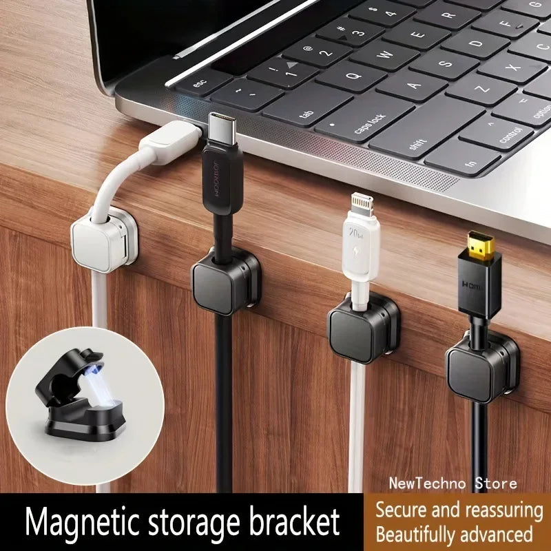 Organizador de cables magnético, clips de gestión de cables de datos montados en la pared, soporte para cables, gancho de enchufe para organización de escritorio