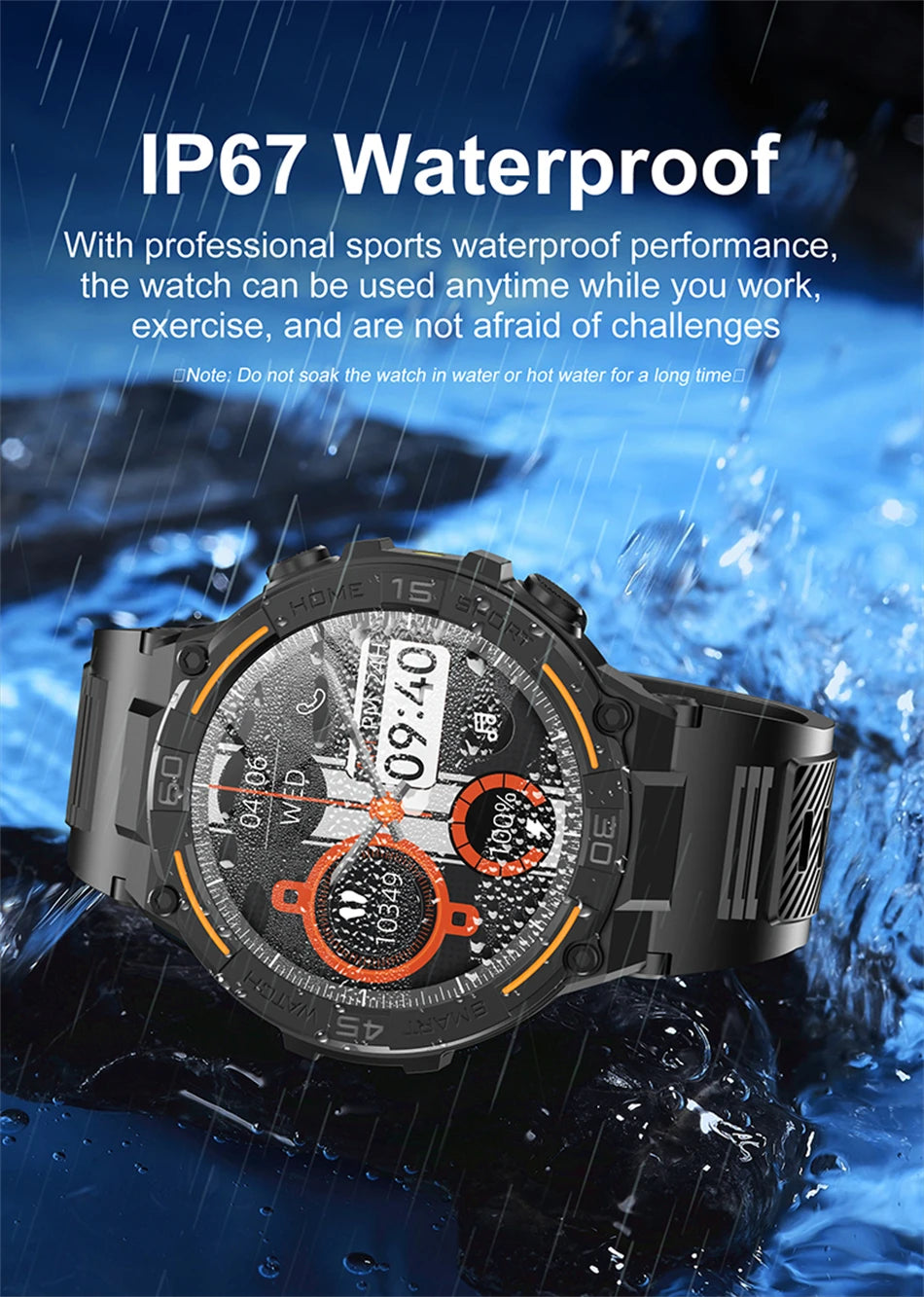 Reloj inteligente militar resistente al aire libre para hombres, GPS, deportes, Fitness, resistente al agua, llamada Bluetooth con luces LED, reloj inteligente