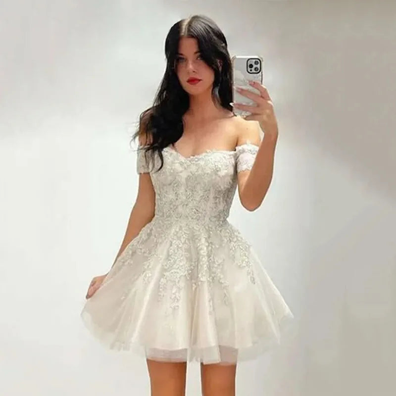 Vestido de Fiesta Corto para Mujer, Elegante, 2025, Encaje Negro, Ajustado, Vestido de Noche, Talla Grande, Quinceañera