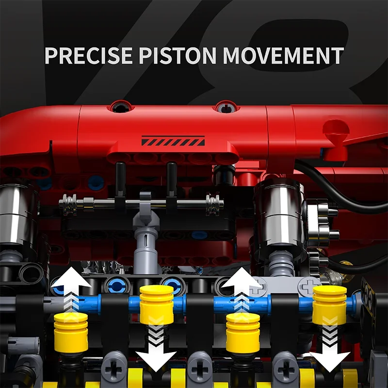 Modelo de motor técnico V8, juego de bloques de construcción con Motor eléctrico, ensamblaje MOC, ladrillos, juguete para niños, regalos de cumpleaños y Navidad, 1370 Uds.