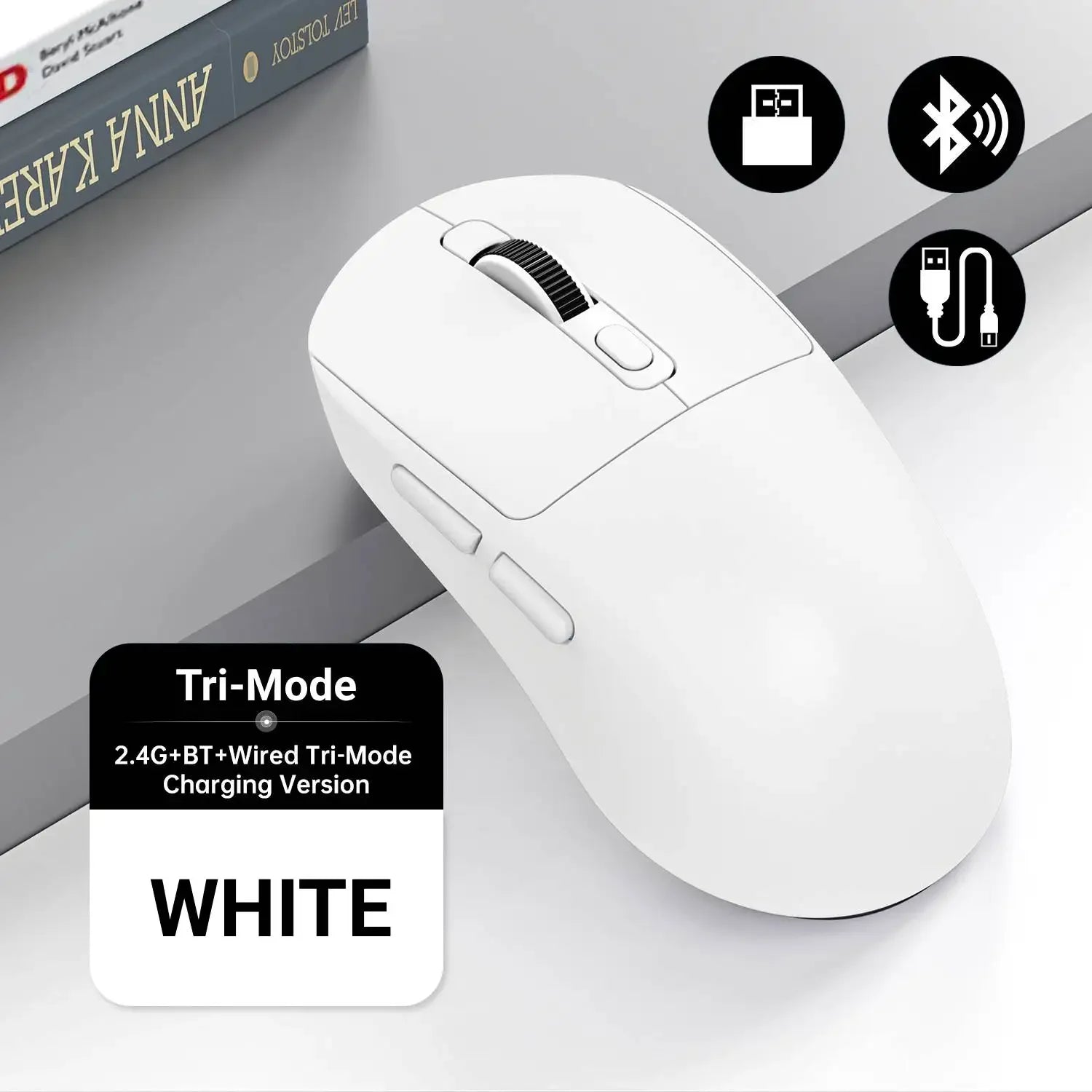 Ratón ligero inalámbrico Bluetooth/2,4G/ratón trimodo con cable ratón ajustable de 8000 DPI ratones silenciosos recargables para juegos de oficina
