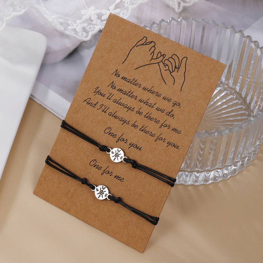 Pulsera de pareja para mujer, cadena de cuerda trenzada hecha a mano, corazón de madre e hija, pulseras con dijes, regalo de joyería de hermana de la amistad de la suerte