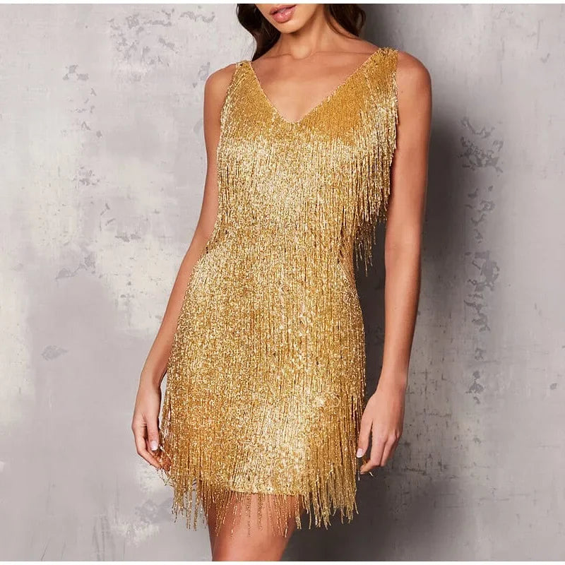 2025 nuevo Sexy borla lentejuelas pluma Mini vestido mujeres Spaghetti Strap costura vestidos mujer elegante vestido de fiesta de noche Club