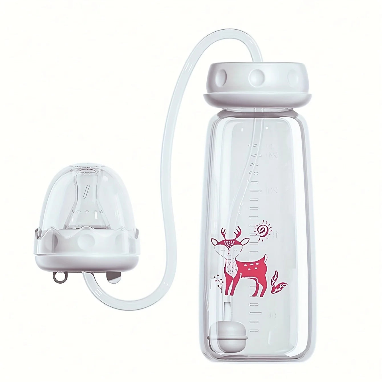 Biberón de cuello Normal de 8oz/240ml con cepillo de paja, juego de biberones de PP manos libres, hace que la alimentación fácil