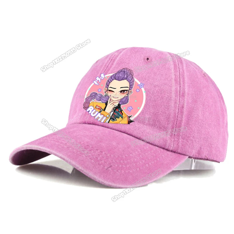 Gorras de Béisbol Retro Lavadas KPop Demon Hunters para Mujer y Niña, Gorras Snapback, Sombreros para el Sol, Gorra con Visera para Viajes al Aire Libre, Gorra Hip Hop Dad Hat