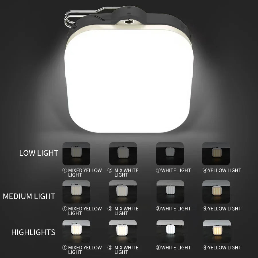 Mini reflector COB, linterna de bolsillo recargable para acampar al aire libre, luz de tienda impermeable de emergencia con pantalla Digital y gancho