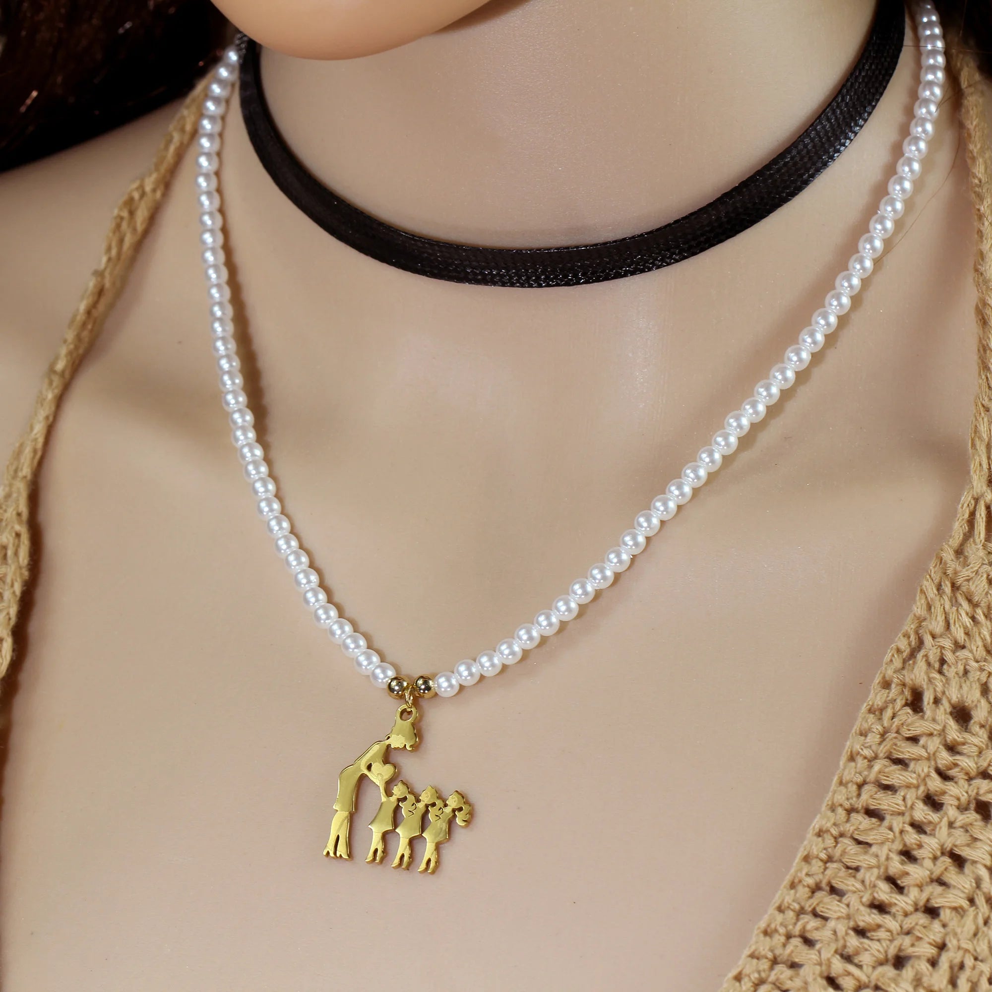 Collar con colgante de perlas para mamá y niño, accesorios decorativos creativos y elegantes, amor, hijo e hija, regalo de cumpleaños para el día de la madre y vacaciones
