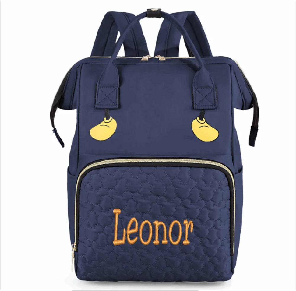 Mochila multifuncional con nombre bordado para madre e hijo, bolso portátil de gran capacidad para viaje al aire libre con múltiples compartimentos