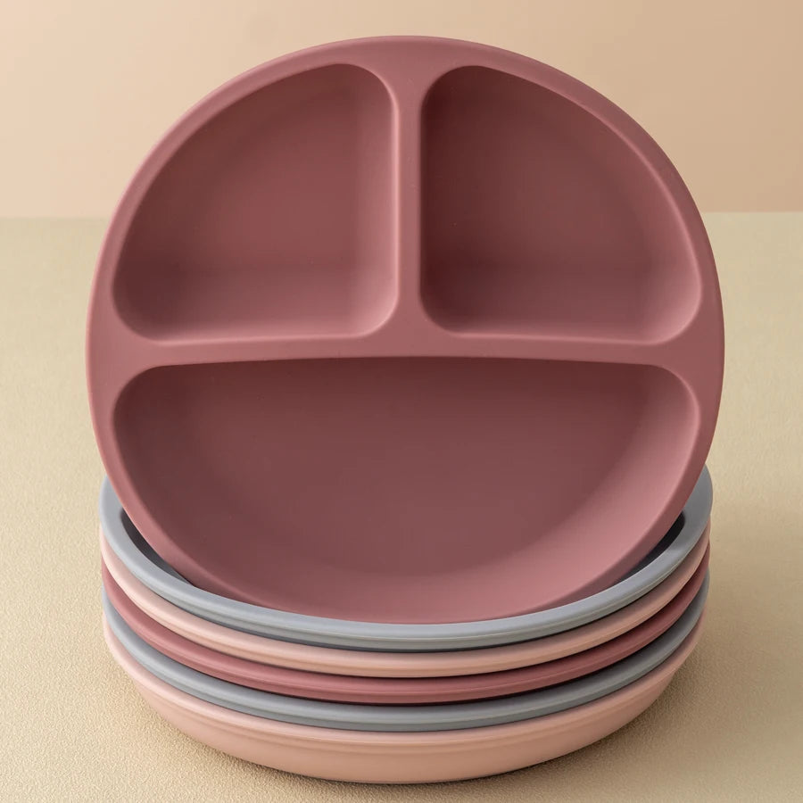 Plato de comedor de silicona con ventosa para bebé, platos sin BPA para niños, vajilla de entrenamiento con succión para niños, cuencos de alimentación para niños, cosas para bebés, 1 Uds.