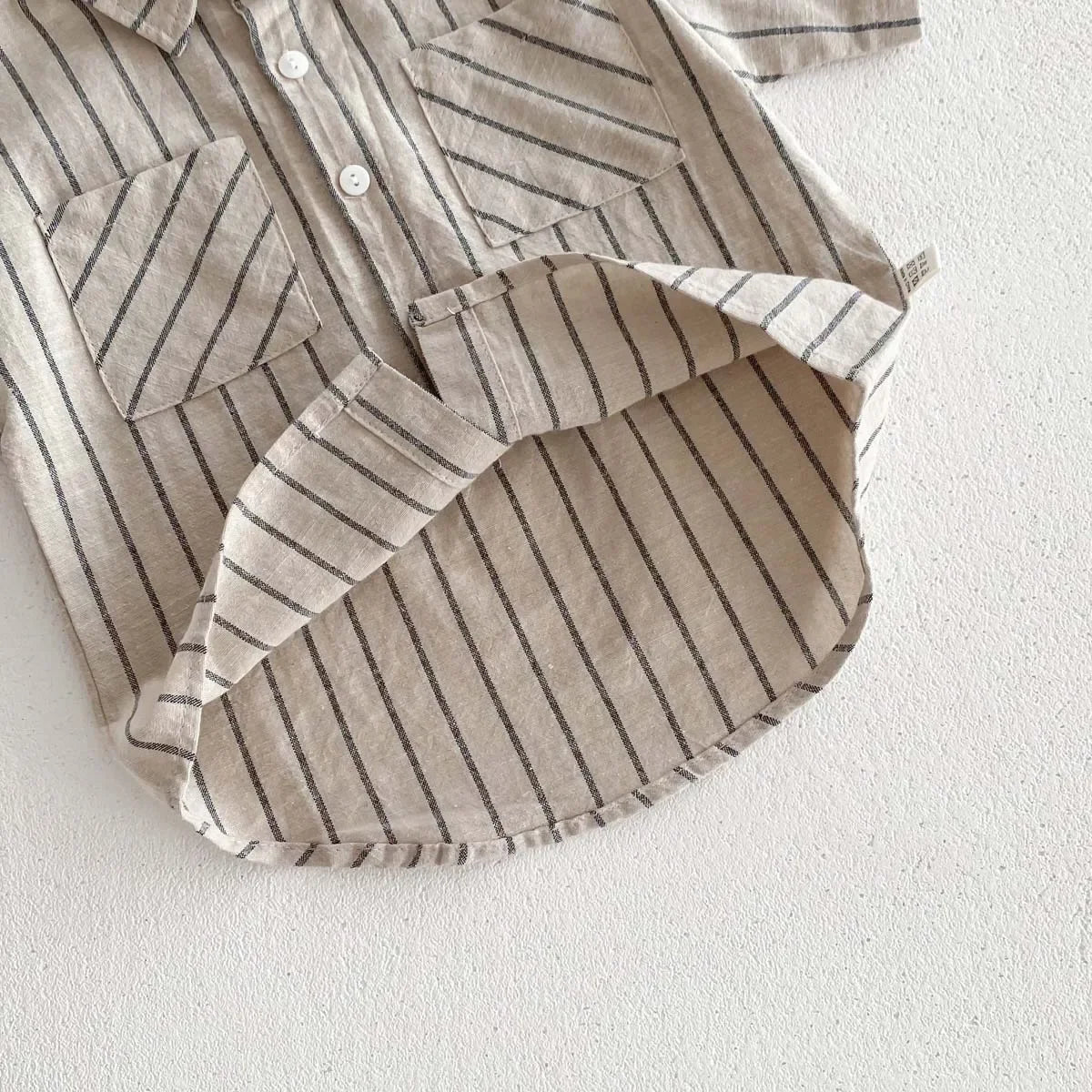 Conjunto de camisa de manga corta a rayas Retro de estilo coreano para niños y niñas pequeñas, traje de moda informal fino de verano para bebés