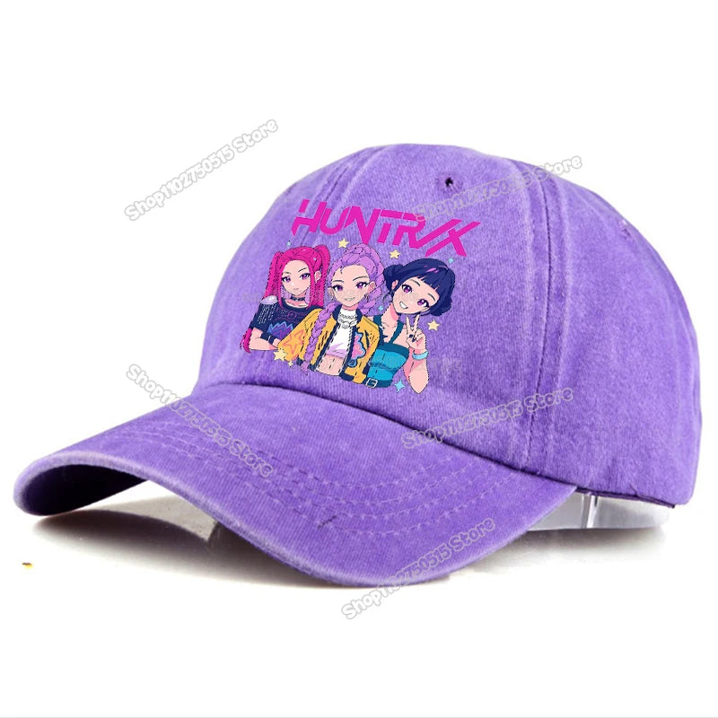 Gorras de Béisbol Retro Lavadas KPop Demon Hunters para Mujer y Niña, Gorras Snapback, Sombreros para el Sol, Gorra con Visera para Viajes al Aire Libre, Gorra Hip Hop Dad Hat