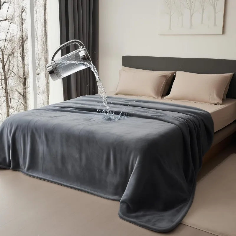 Manta impermeable de franela de doble cara para parejas, cama y mascotas |   Cubrecama cómodo y a prueba de fugas