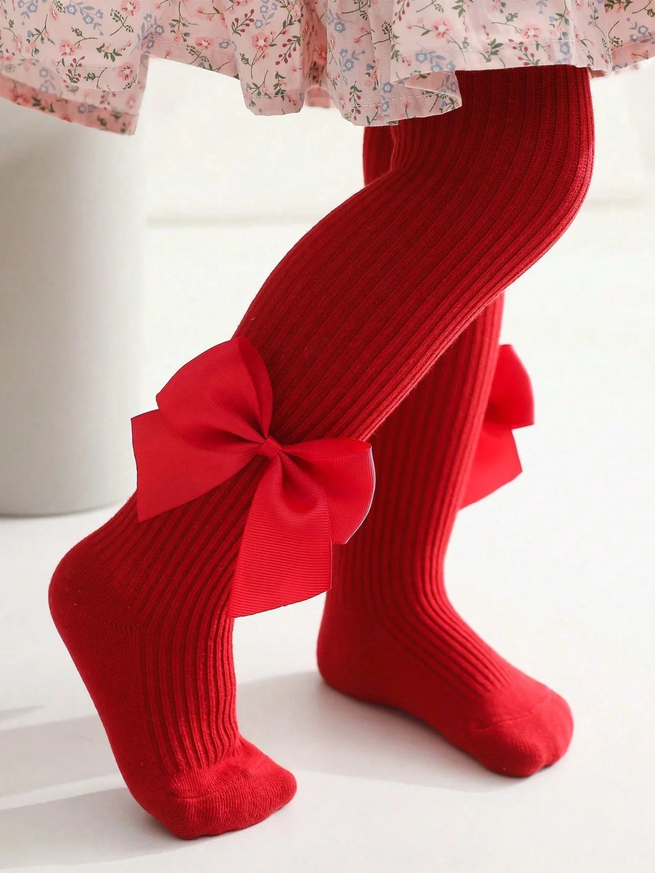 Medias para niños de 0 a 16 años con lazos laterales, lindas mallas de punto a rayas para niñas, medias suaves, pantalones antideslizantes para niños pequeños