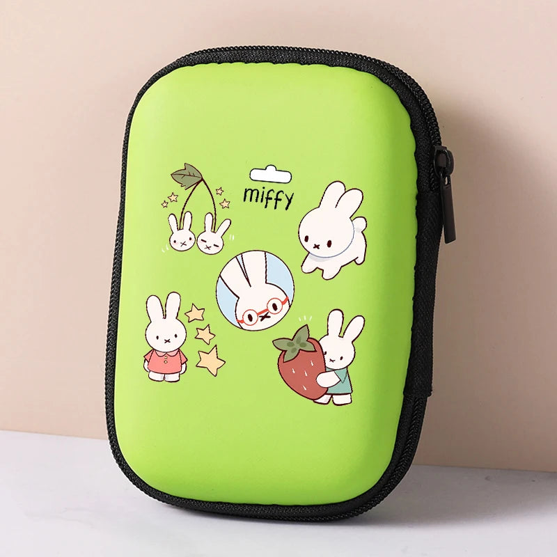 Caja de Almacenamiento para Cables de Carga con Diseño de Conejito Miffy, Organizador de Cables de Datos y Auriculares de Viaje, Estuche para Monedas y Llaves para Mujer
