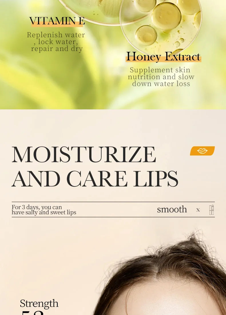 BIOAOUA vitamina E miel bálsamo labial hidratante antigrietas nutritivo lápiz labial labios productos para el cuidado de la piel