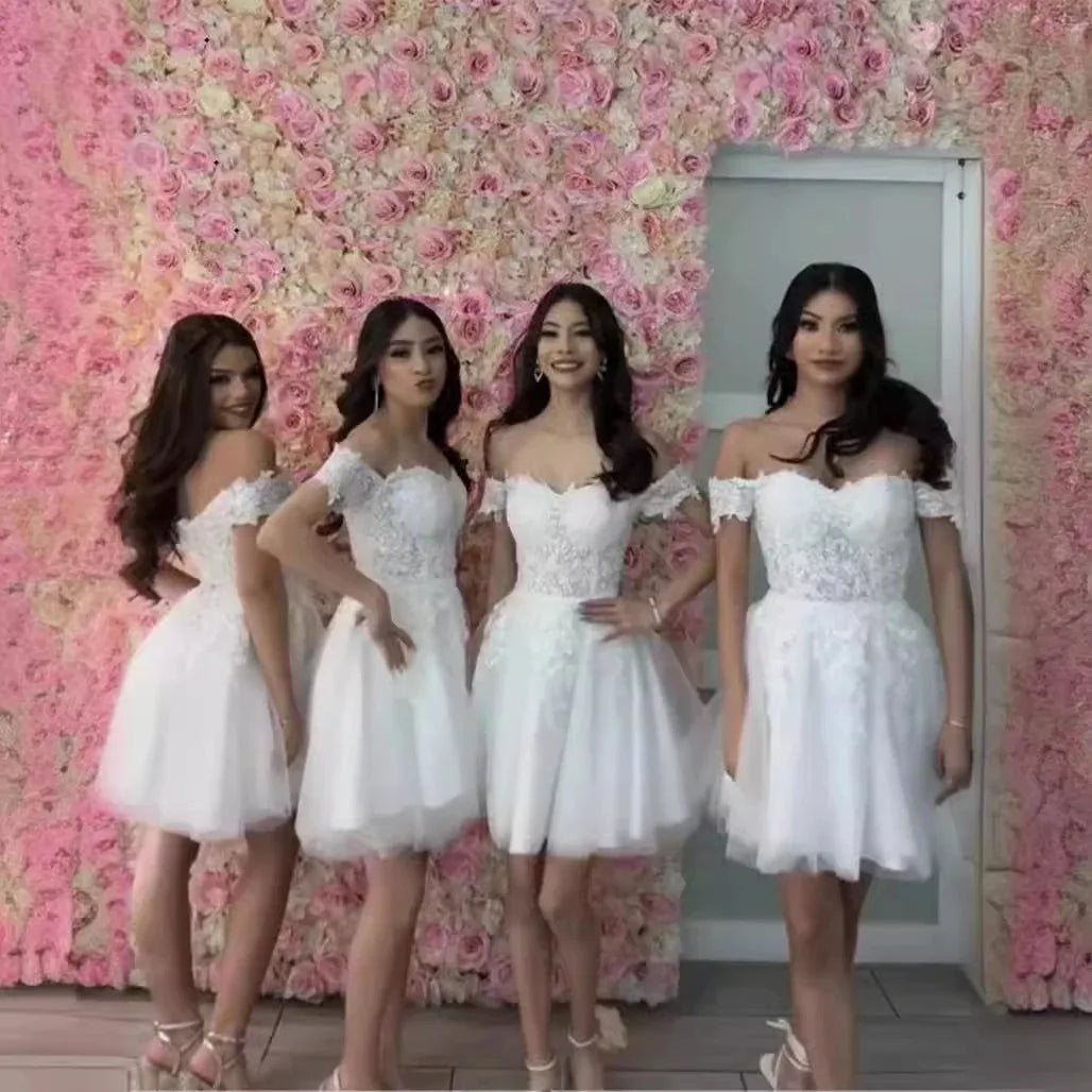 Vestido de Fiesta Corto para Mujer, Elegante, 2025, Encaje Negro, Ajustado, Vestido de Noche, Talla Grande, Quinceañera