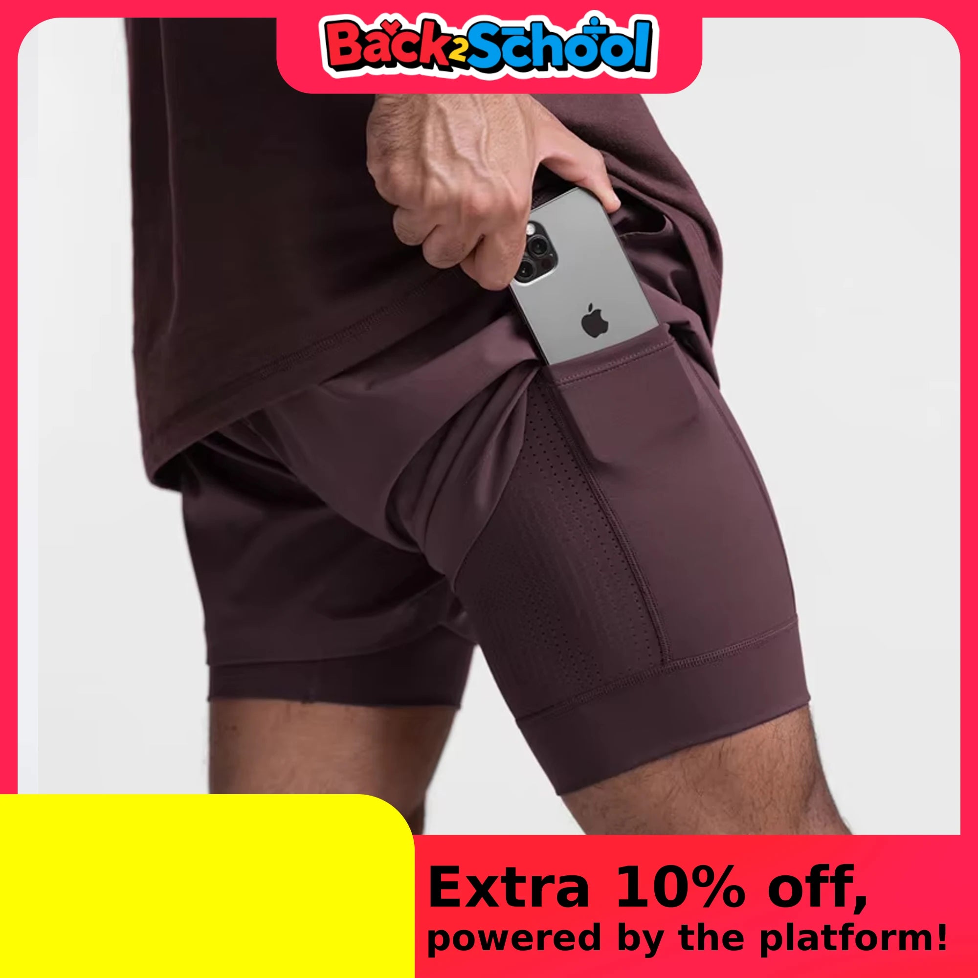 2025 nuevos pantalones cortos deportivos transpirables de doble capa gimnasios Fitness culturismo entrenamiento playa de secado rápido 2 en 1 pantalones cortos para correr para hombre