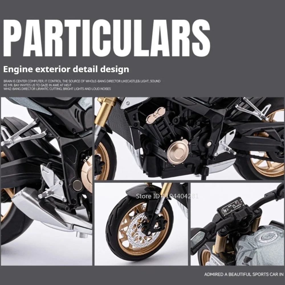 1:12 Honda CB650 CB400F juguetes de coches de aleación fundida modelos dirección de la rueda delantera de la motocicleta con vehículos ligeros de sonido coleccionar adornos
