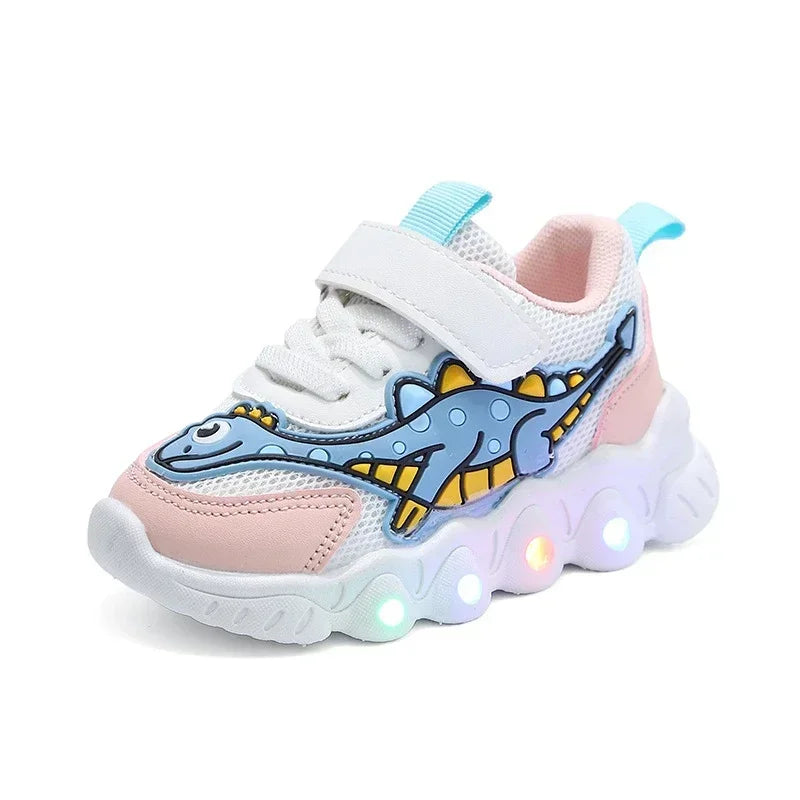 Zapatillas LED informales con bonitos dibujos para niños, zapatos para niñas, zapatos de iluminación transpirables de malla, zapato iluminado para bebés