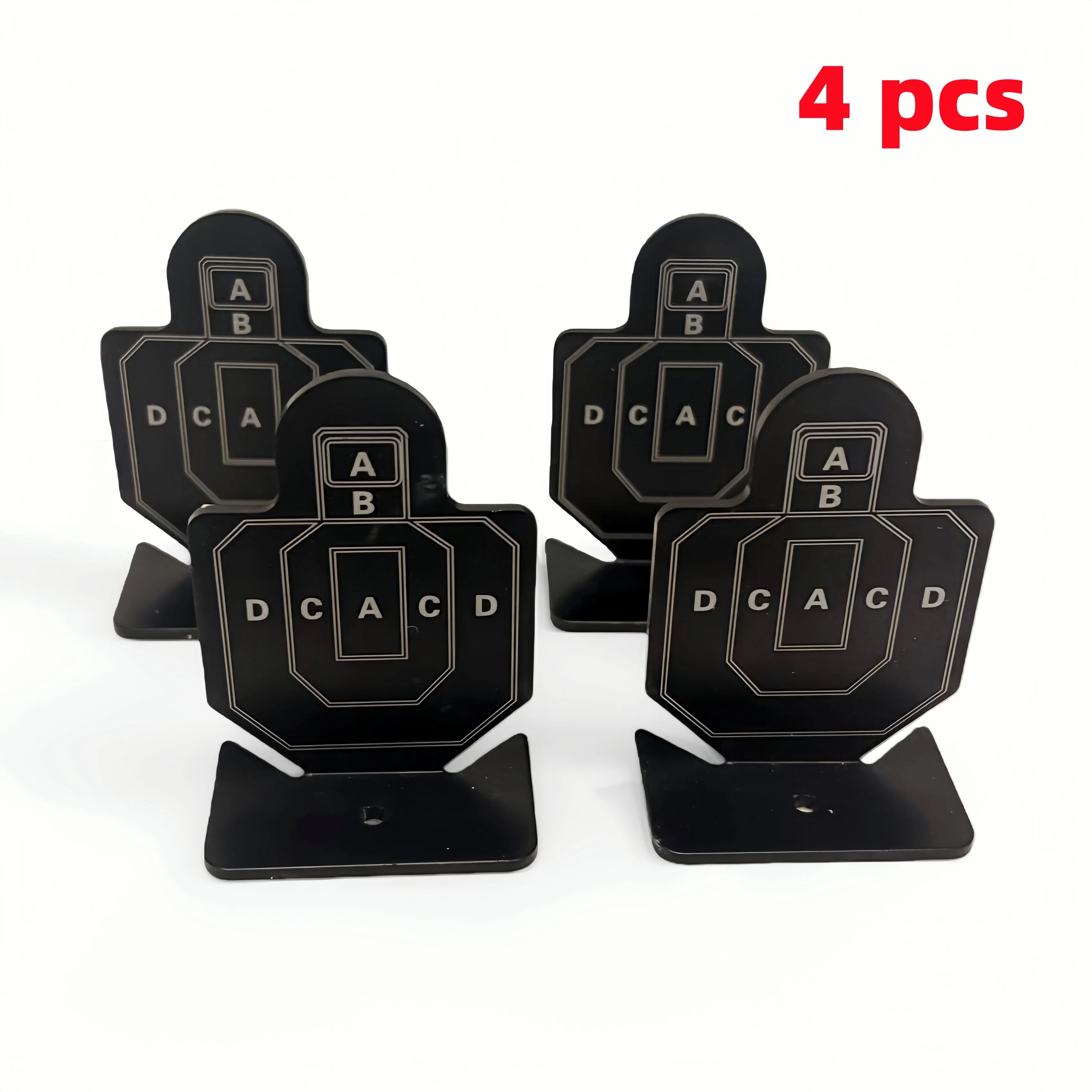 Paquete de 4 objetivos de tiro de metal reutilizables de 2,36 x 1,57 pulgadas: objetivos Bullseye y silueta para práctica de tiro (uso en interiores/exteriores)