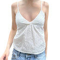 Camisola con ojales para mujer, camisetas sin mangas blancas de verano con espalda abierta y cuello en V, camisetas sin mangas informales
