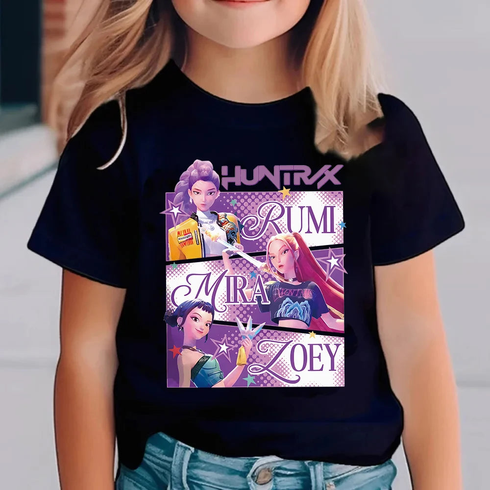 Camiseta Kpop Demon Hunters para niños, camiseta de manga corta para mujer, camiseta Saja para niños, camiseta Kpop Demon Hunters, ropa familiar para niños y niñas